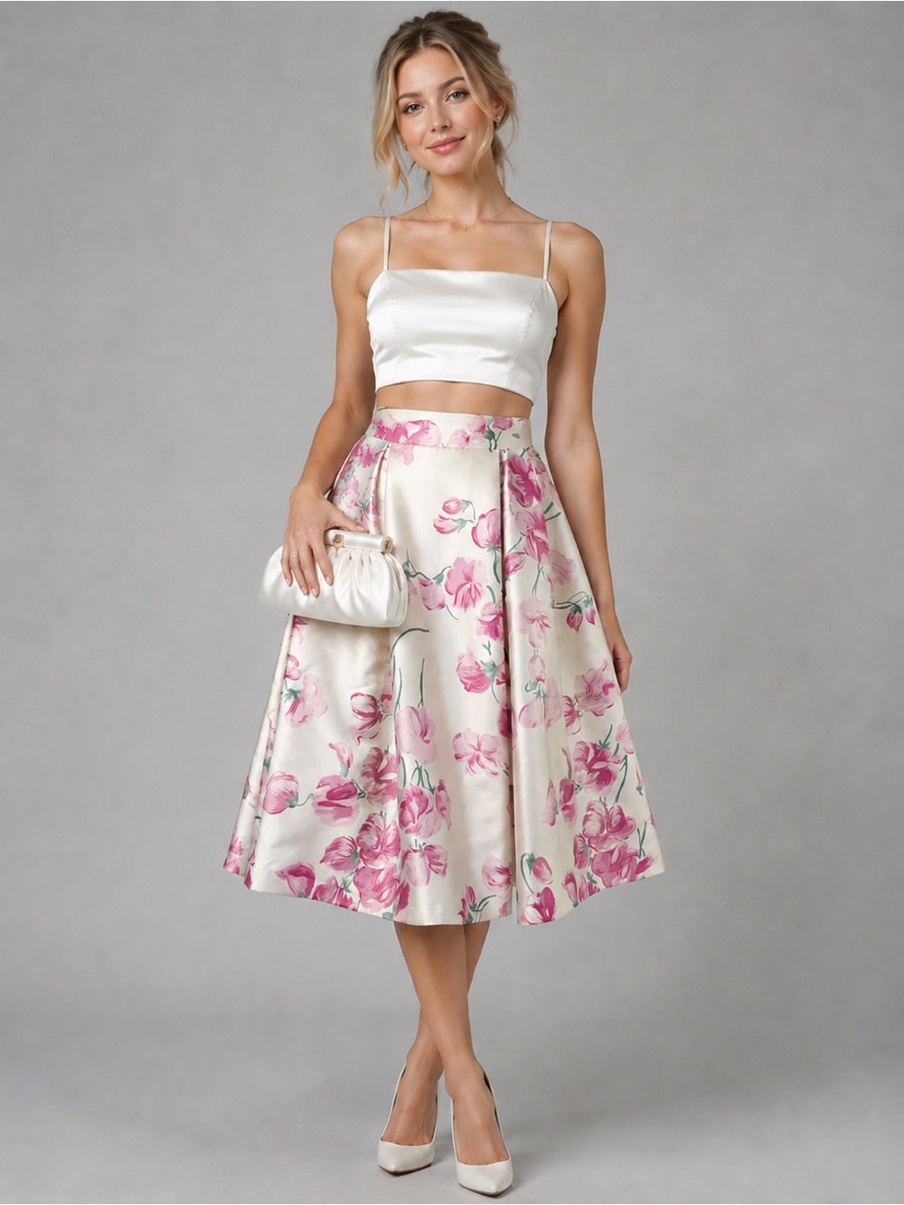 Asos x Horrockses Fashions Sweet Pea Floral Print Midi Skirt UK Sz 10 / US Sz 6